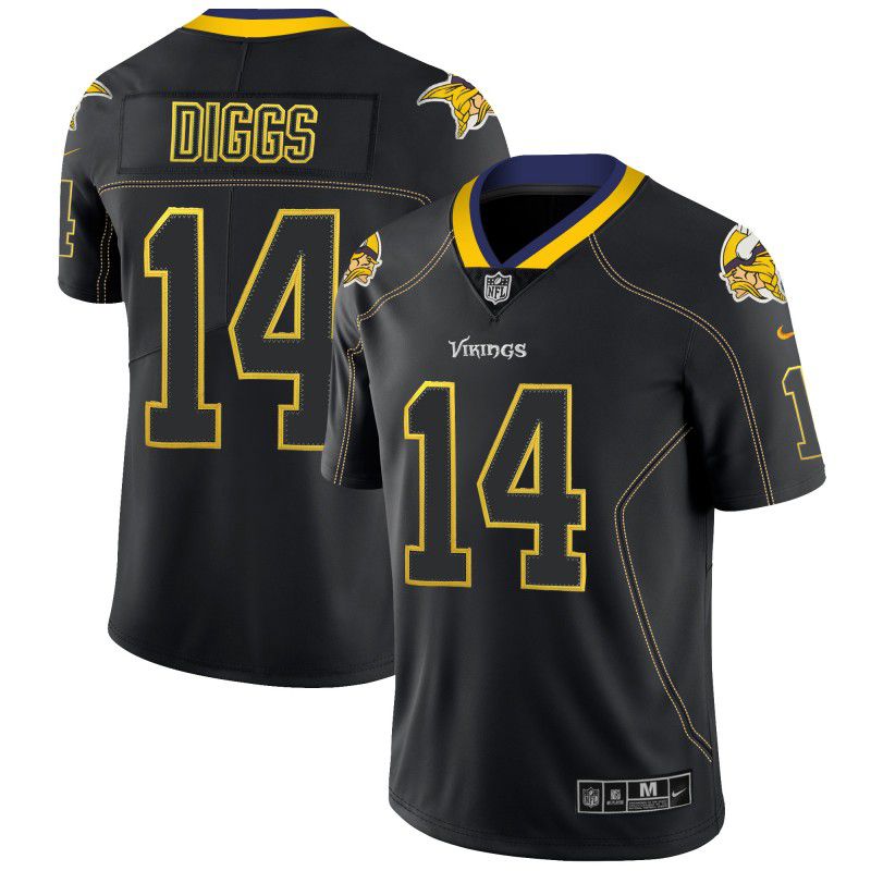 Men Minnesota Vikings #14 Diggs Black Nike Lights Out Black Color Rush Limited NFL Jerseys